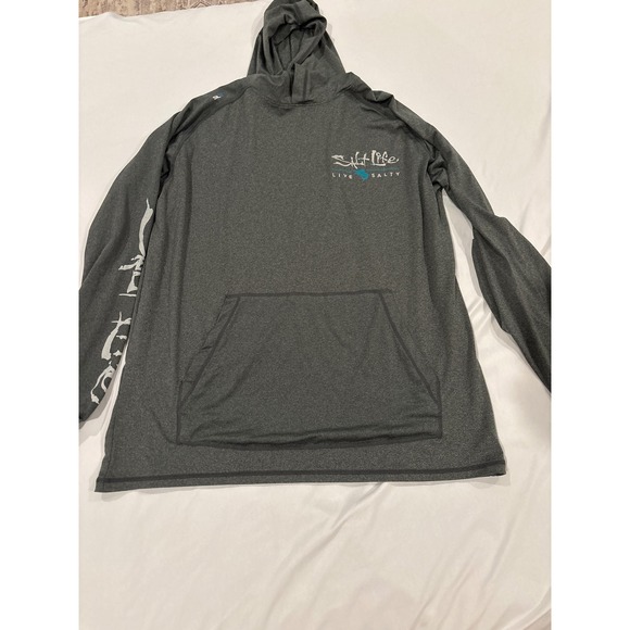 Salt Life Other - Salt Life SLX Live Salty Mens Medium Gray Performance Hoodie Sun Shirt Fishing